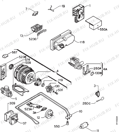 Взрыв-схема посудомоечной машины Aeg FAV3420W - Схема узла Electrical equipment 268